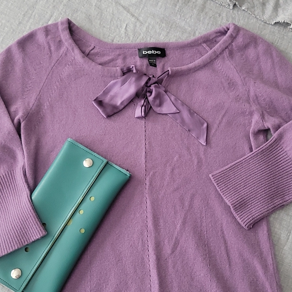 Bebe Ribbon Tie Sweater